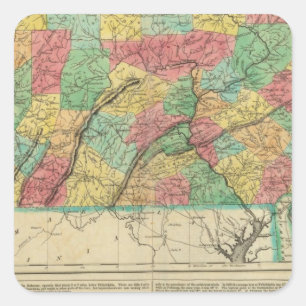 Sticker Carré Carte de la Pennsylvanie