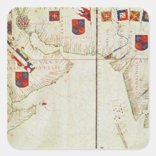 Sticker Carré Carte de la Perse, de l'Arabie et de l'Inde