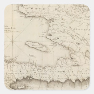 Sticker Carré Carte de la pièce française de St Domingo