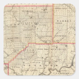 Sticker Carré Carte de la région d'huile de la Pennsylvanie