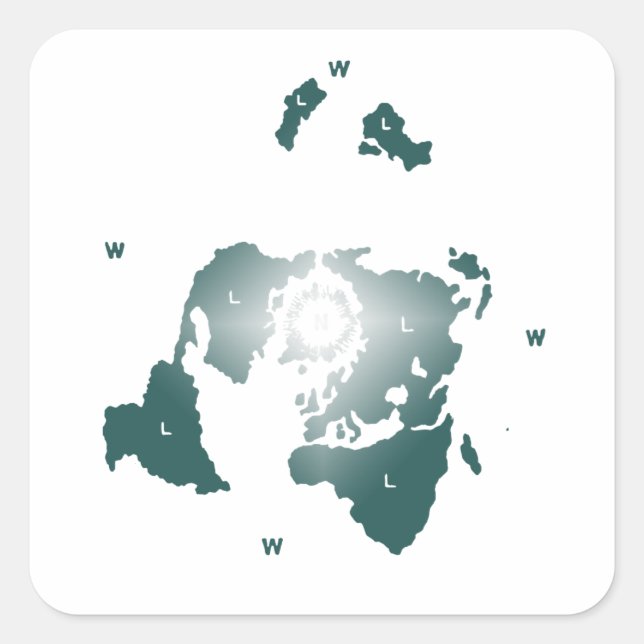 Sticker Carré Carte de la Terre plate, Azimuthal Carte équidista (Devant)