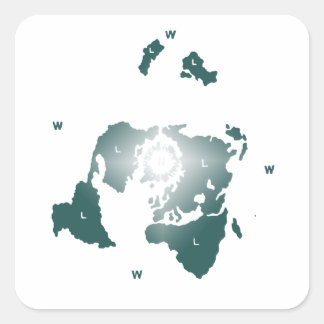 Sticker Carré Carte de la Terre plate, Azimuthal Carte équidista