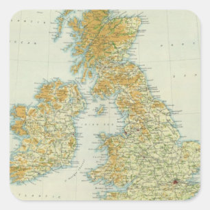 Sticker Carré Carte de la végétation et du climat des îles brita