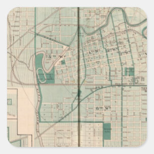Sticker Carré Carte de la ville de Fort Wayne avec Cedarville