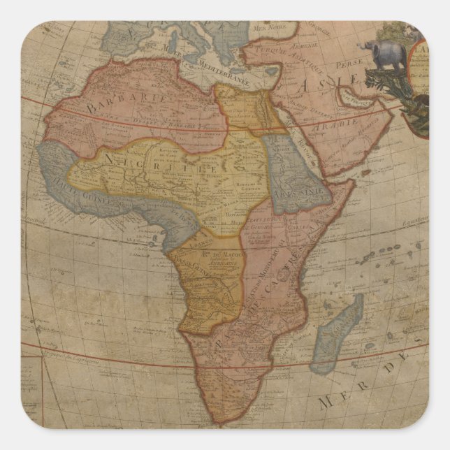 Sticker Carré Carte de l'Afrique | 1700 (Devant)