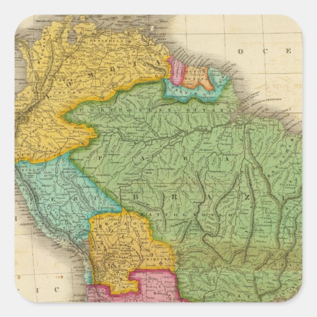 Sticker Carré Carte de l'Amérique du Sud 4 (Devant)