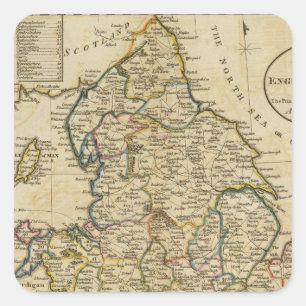 Sticker Carré Carte de l'Angleterre et du Pays de Galles