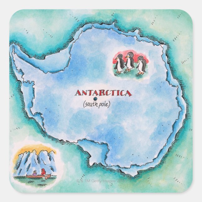 Sticker Carré Carte de l'Antarctique (Devant)