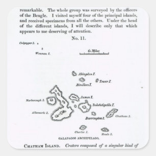 Sticker Carré Carte de l'archipel de Galapagos, 1844