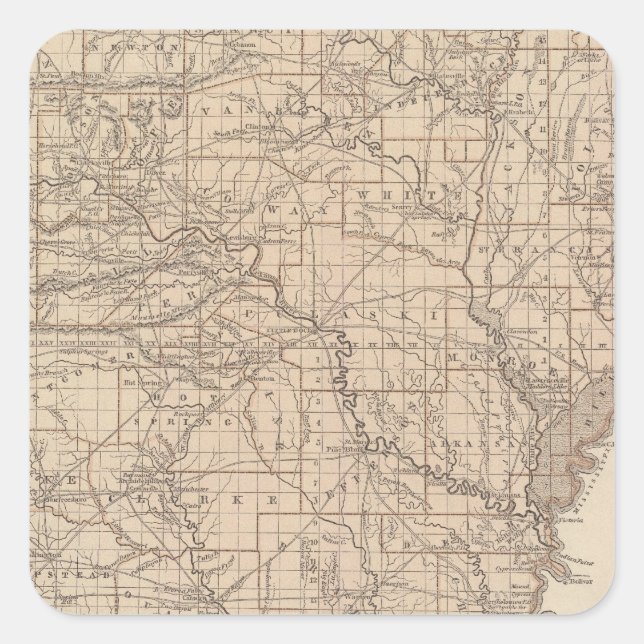 Sticker Carré Carte de l'Atlas de l'Arkansas (Devant)