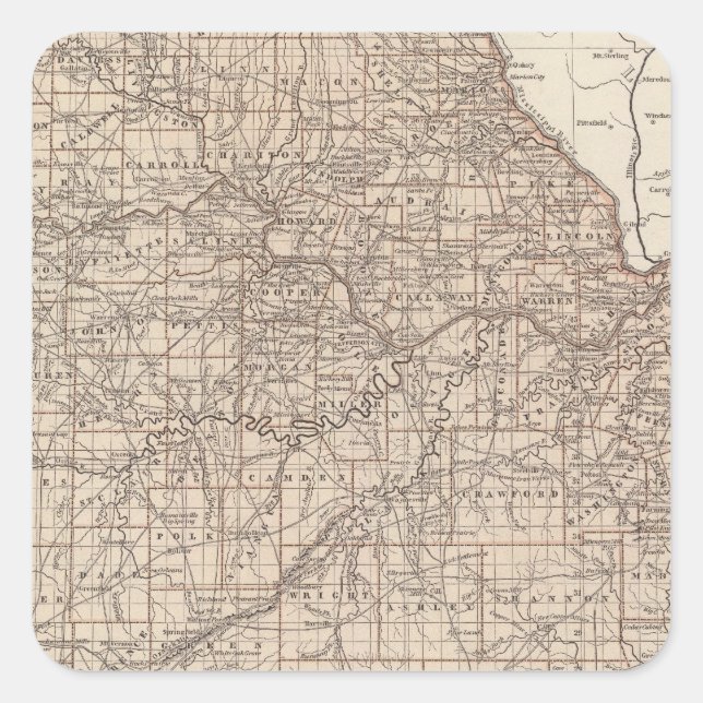 Sticker Carré Carte de l'Atlas du Missouri (Devant)