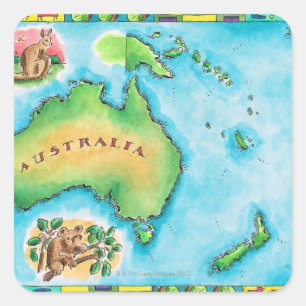 Sticker Carré Carte de l'Australie