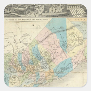 Sticker Carré Carte De L'État De Californie