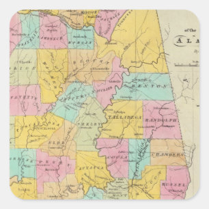 Sticker Carré Carte de l'état de l'Alabama