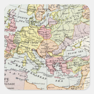 Sticker Carré Carte de l'Europe La Troisième Croisade