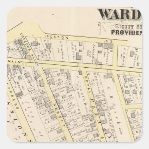 Sticker Carré Carte de l'île Providence Rhode 2