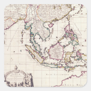 Sticker Carré Carte de l'Inde et des Indes est