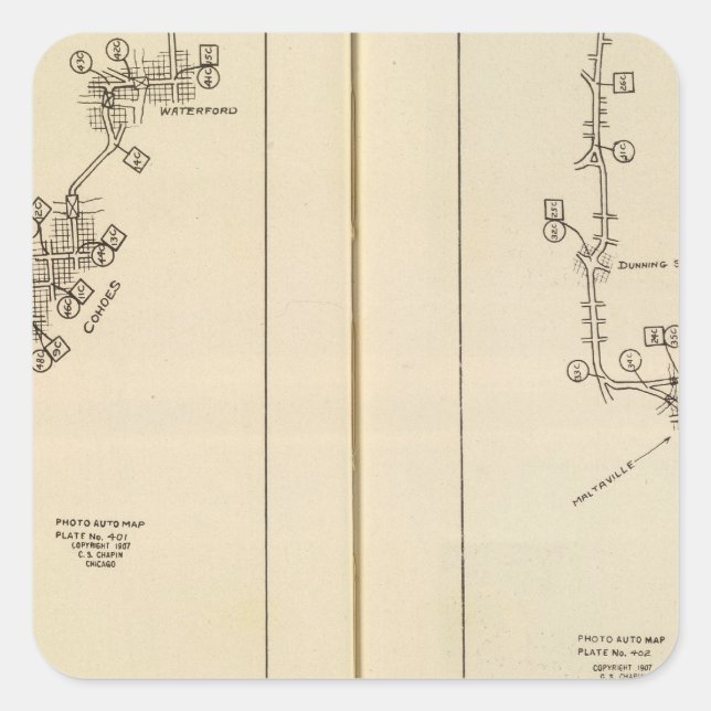 Sticker Carré Carte de l'index Albany, Saratoga Springs (Devant)