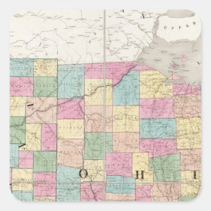Sticker Carré Carte de l'Ohio et de l'Indiana