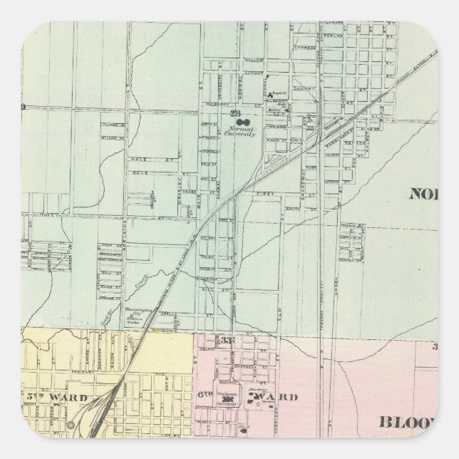 Sticker Carré Carte de Normal, Bloomington (Devant)