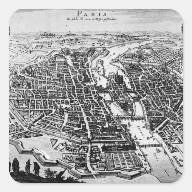 Sticker Carré Carte de Paris, 1620 (Devant)