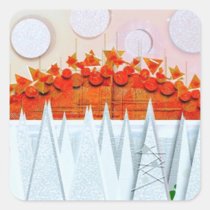 Sticker Carré Carte de remerciement "HIVER" de JESSICA ANNE FRAN