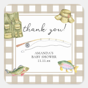 Sticker Carré Carte de remerciement pliée pour Baby Shower sur l