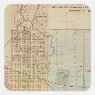 Sticker Carré Carte de Rochester, Minnesota