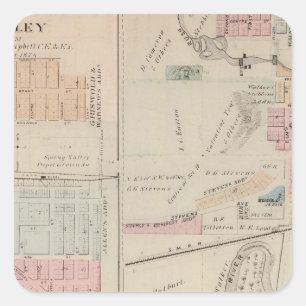 Sticker Carré Carte de Rushford, le comté de Fillmore, Minnesot