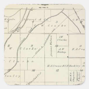 Sticker Carré Carte de section de T18S R23E Tulare County
