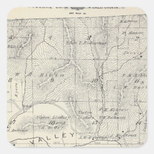 Sticker Carré Carte de section de T19S R28E Tulare County