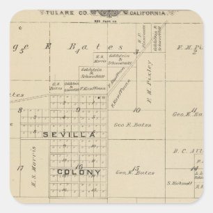 Sticker Carré Carte de section de T24S R23E Tulare County