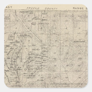 Sticker Carré Carte de section du comté de Tulare T1415S R2829E