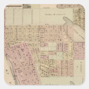 Sticker Carré Carte de Stillwater, comté de Washington, Minnesot