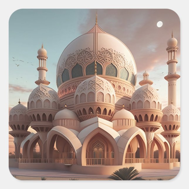 Sticker Carré Carte de vacances Appartement Ramadan Moubarak (Devant)