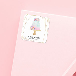 Sticker Carré Carte de visite de boulangerie de gâteaux sur mesu