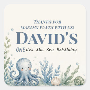 Sticker Carré Carte de vœux de naissance personnalisée sur le th
