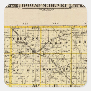 Sticker Carré Carte des comtés de Boone et McHenry