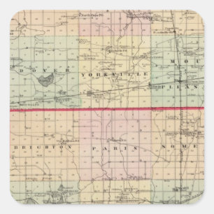 Sticker Carré Carte des comtés de Racine et de Kenosha