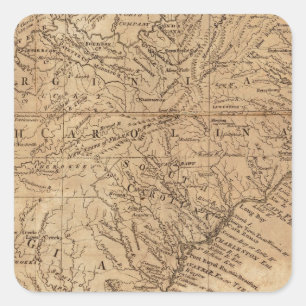 Sticker Carré Carte des États de Virginie et de Caroline du Nord