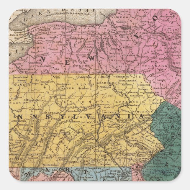 Sticker Carré Carte des États du Moyen-Orient (Devant)