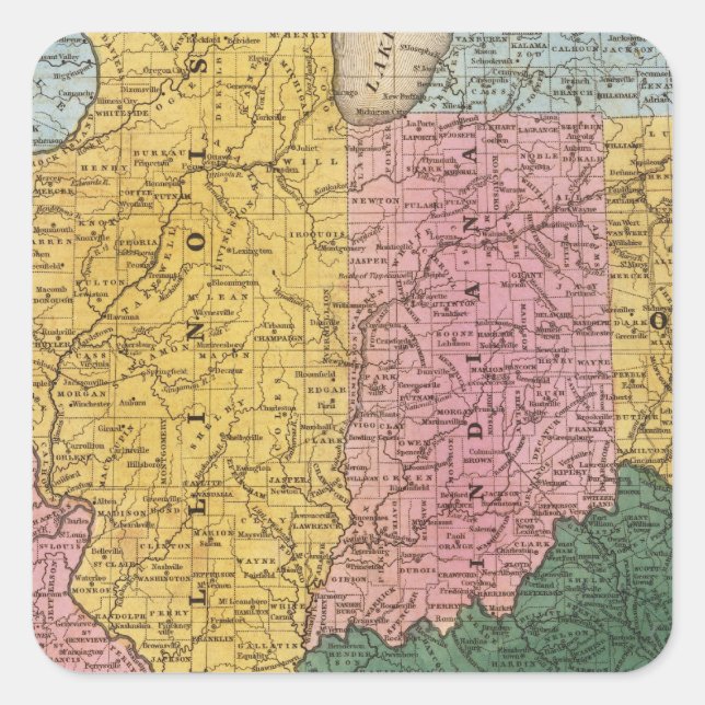 Sticker Carré Carte des États occidentaux (Devant)