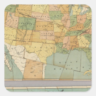 Sticker Carré Carte des États-Unis d'Amérique 2