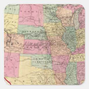 Sticker Carré Carte des Etats-Unis et des territoires