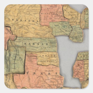 Sticker Carré Carte des États-Unis et du Canada