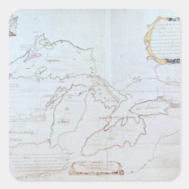 Sticker Carré Carte des Grands Lacs (Devant)