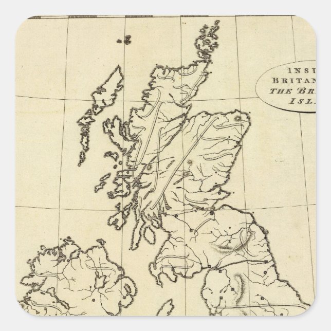 Sticker Carré Carte des îles britanniques (Devant)