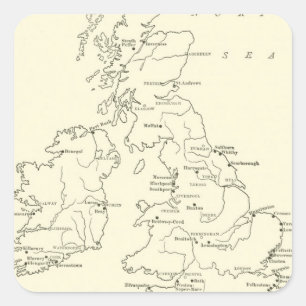 Sticker Carré Carte des stations thermales de la Grande-Bretagne