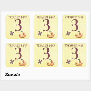 Sticker Carré Carte des trésors des pirates 3 ans