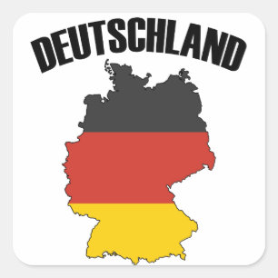 Sticker Carré Carte Deutschland - Drapeau allemand - Allemagne V